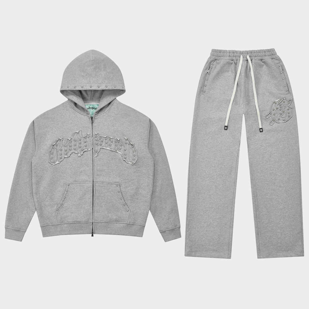 Symmetric Studded Sweatsuit V2 (Heather Grey Vvs)