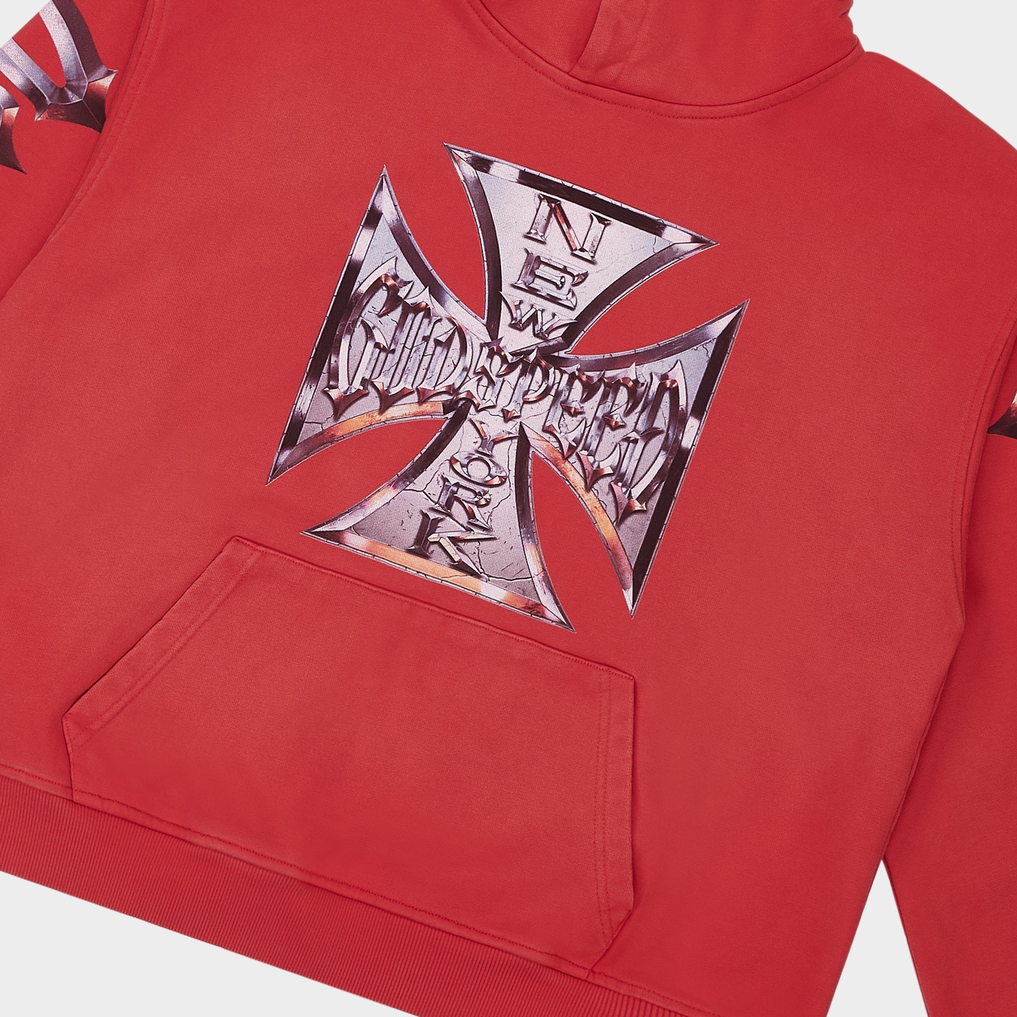 Chrome Motto Hoodie (Red Wash )
