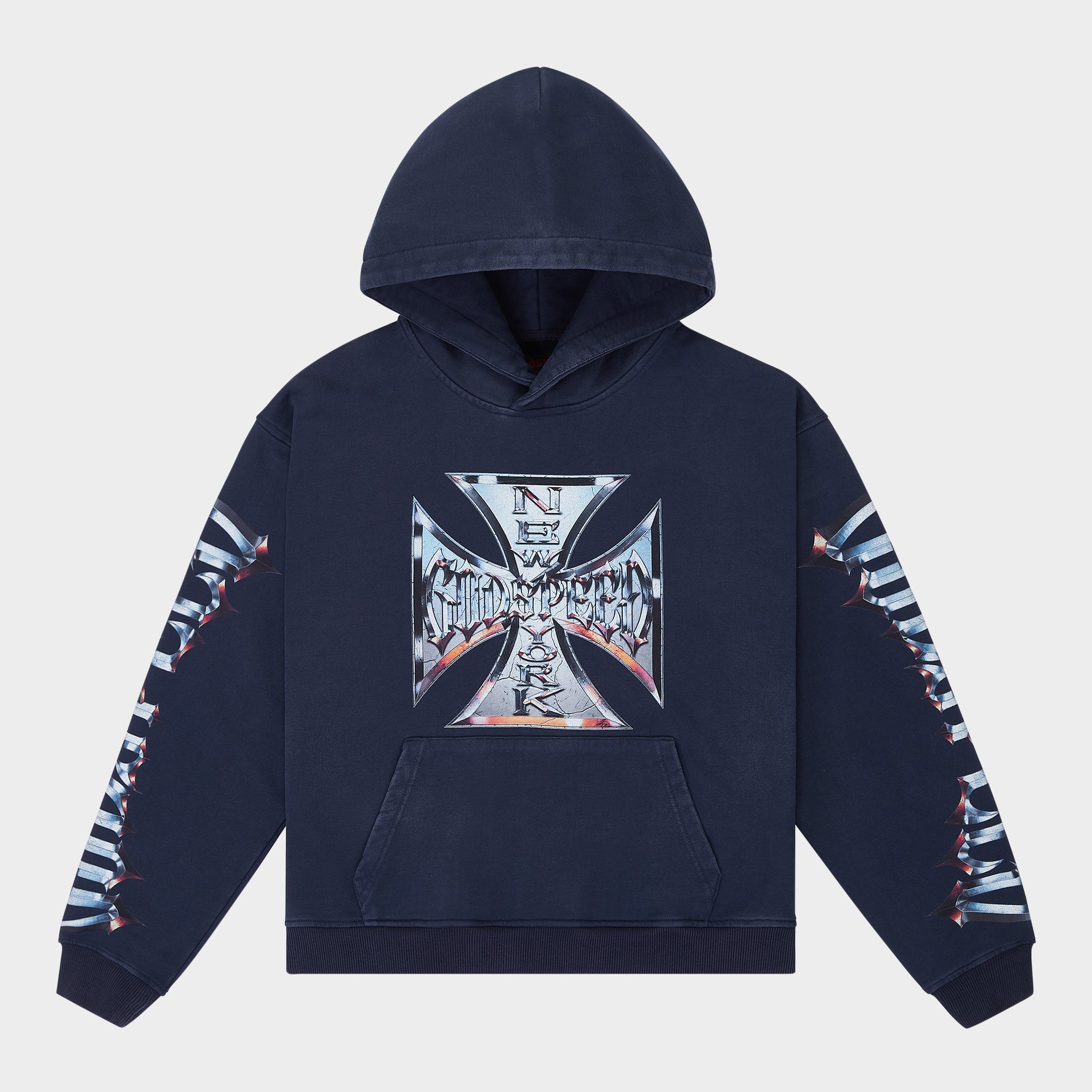 Chrome Motto Hoodie (Navy Wash)