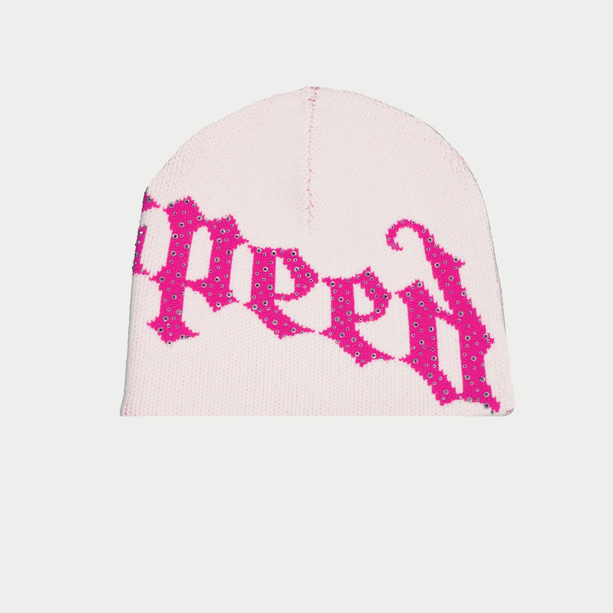 Og Logo Studded Beanie (Pink/White)