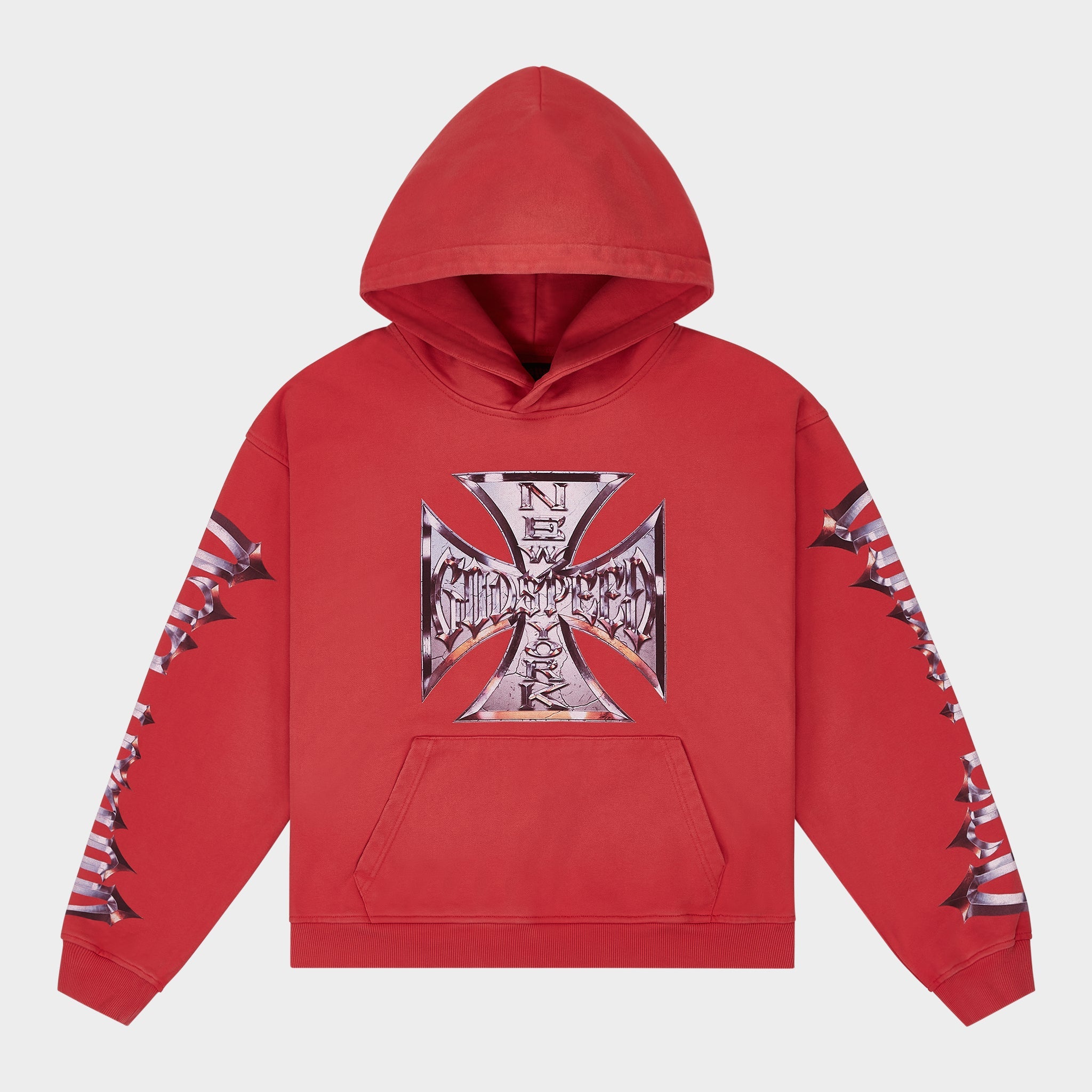 Chrome Motto Hoodie (Red Wash )