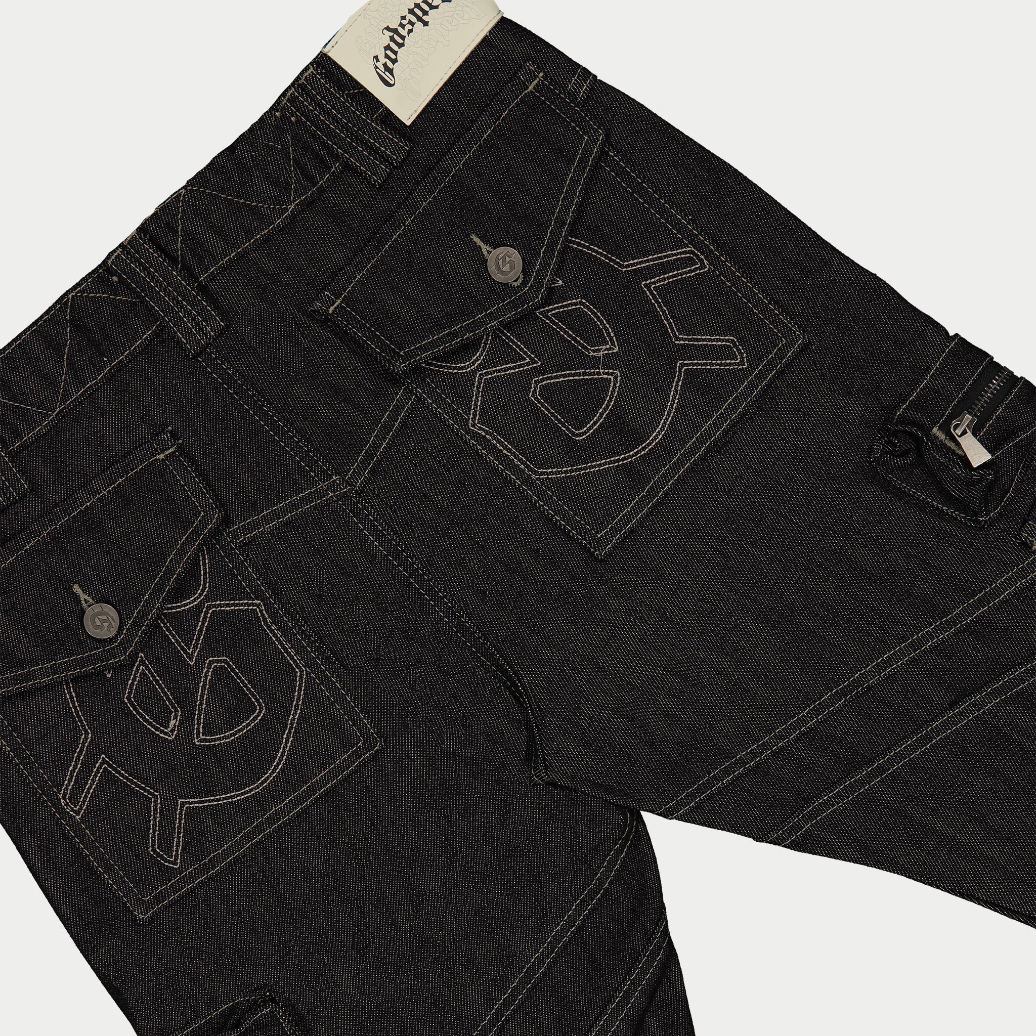 Rockstar Flare Cargo Denim (Raw Black)