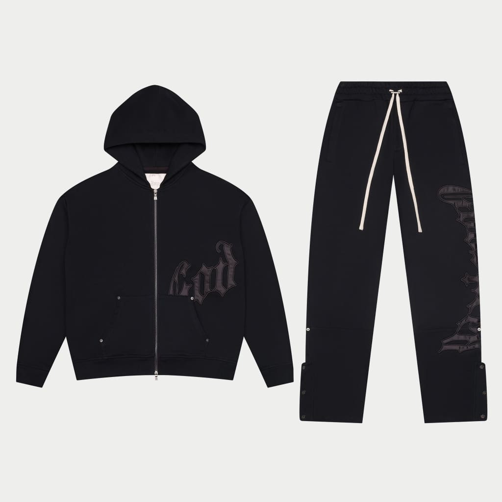 Og Logo Sweatsuit V2 (Black Satin/Black)
