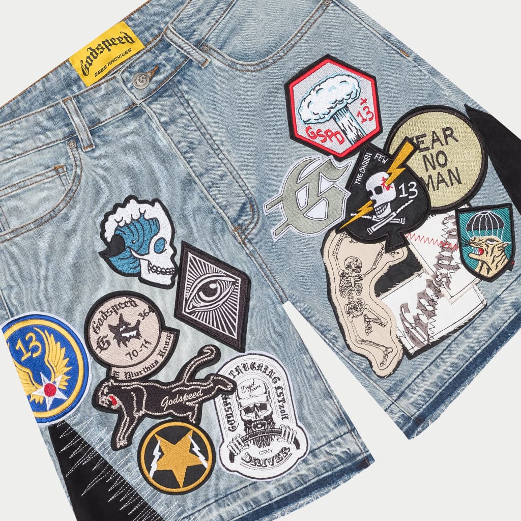 Patchwork Denim Shorts V2 (Blue)