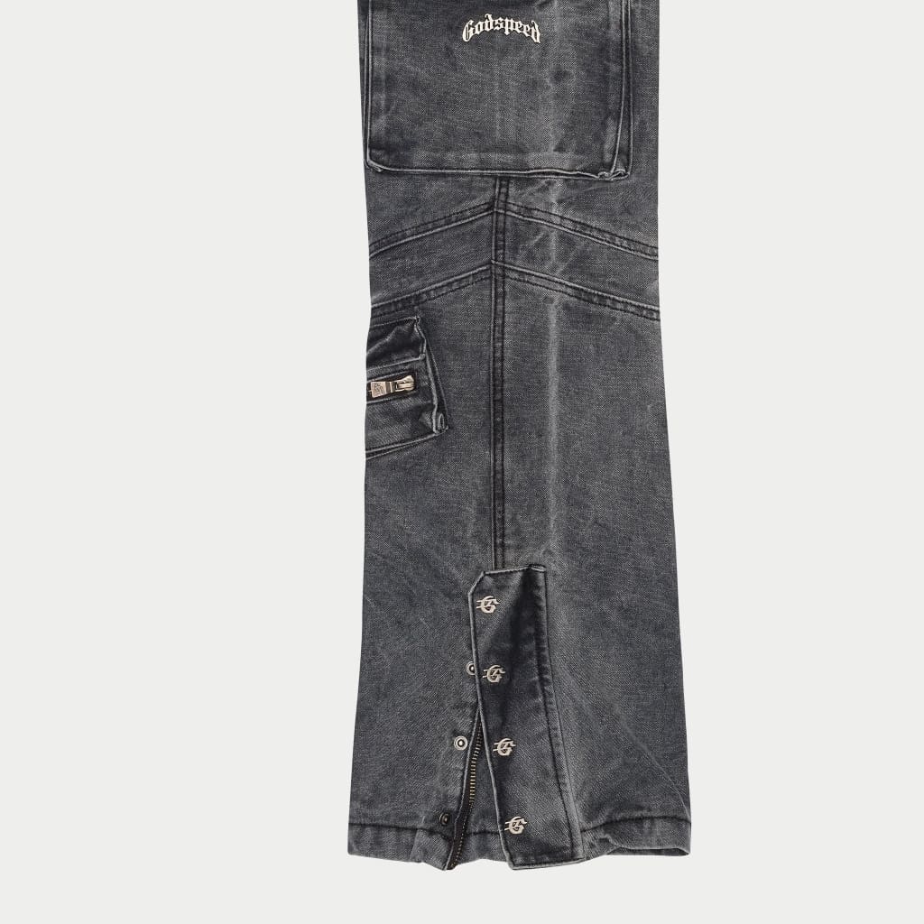 Rockstar Flare Cargo Denim (Grey Wash)