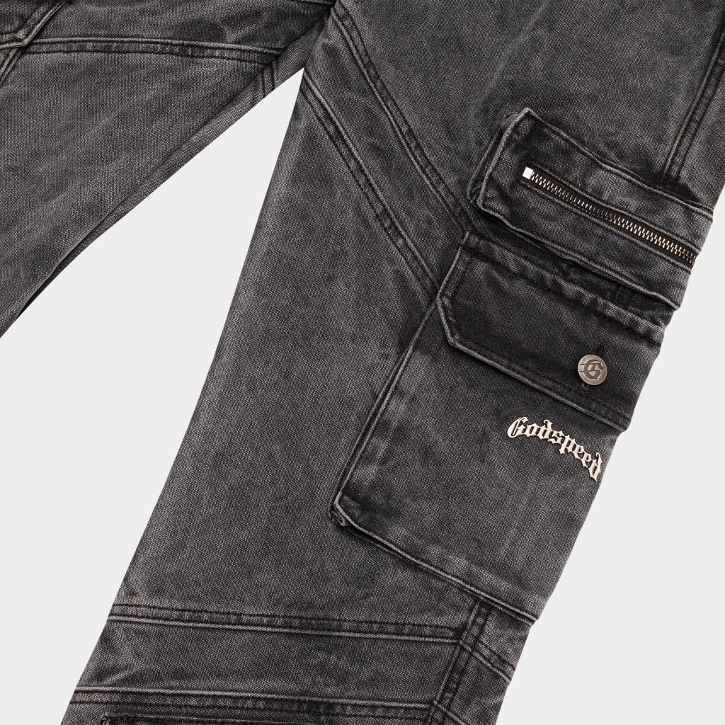 Rockstar Flare Cargo Denim (Grey Wash)