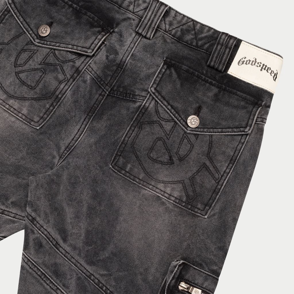 Rockstar Flare Cargo Denim (Grey Wash)