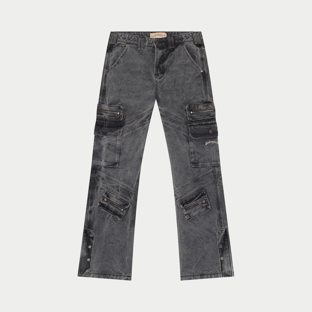 Rockstar Flare Cargo Denim (Grey Wash)